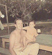 Noe and Dad in the Back Yard